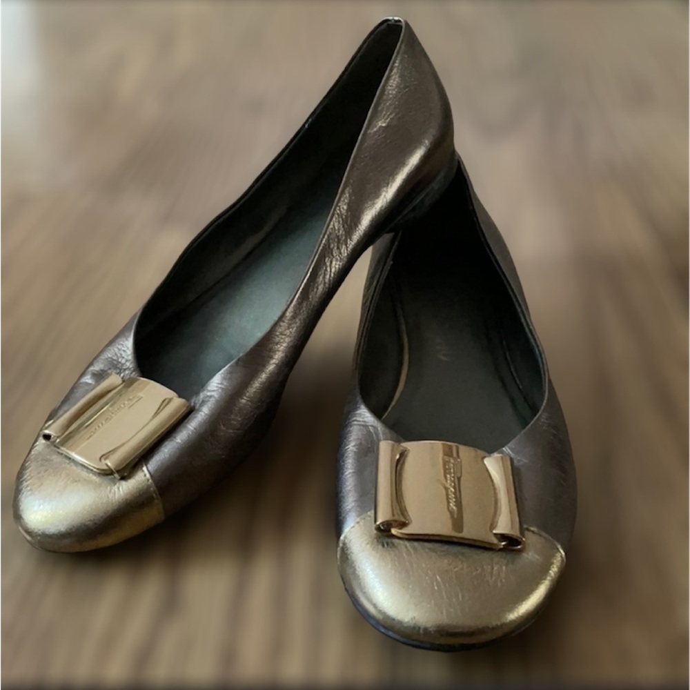 Salvatore Ferragamo Comfort Metallic Loafers